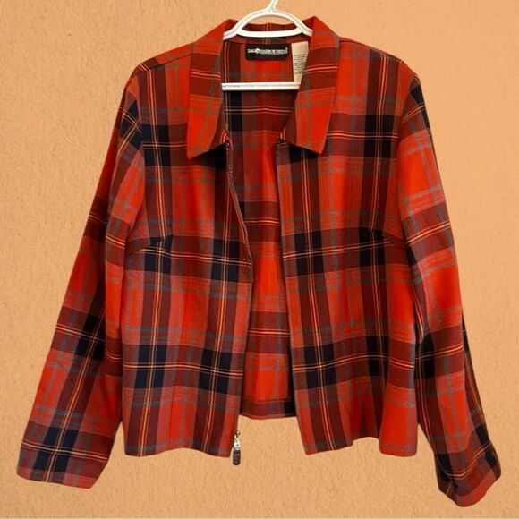 Vintage plaid cropped jacket zip up - Picture 3 of 8